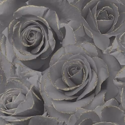 Muriva Madison Rose Glitter Wallpaper in Black and Gold with Large Floral Rose Design – 1
