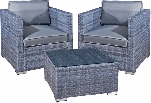 Oseasons Malta Rattan 2 Seat Tea for Two Set in Ocean Grey