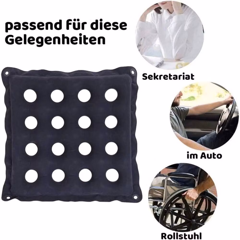 FLAVORA Inflatable Square Cushion Seat Pad in Black, W/D: 120 x 90 cm – 5