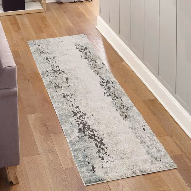 Desire Rugs Essence Organic Abstract Area Rug and Hallway Runner in Green and Grey, 220 cm