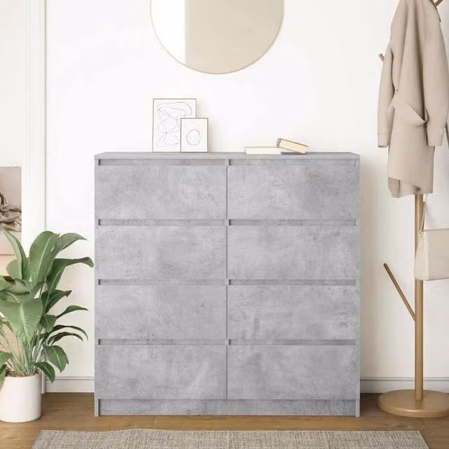 Berkfield Home Concrete Grey Sideboard in Engineered Wood W/D/H: 100 x 35 x 99 cm