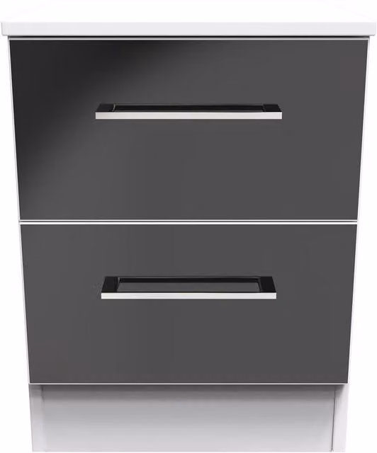 Ready Assembled 2 U Chester 2 Drawer Bedside Cabinet in Black – 1