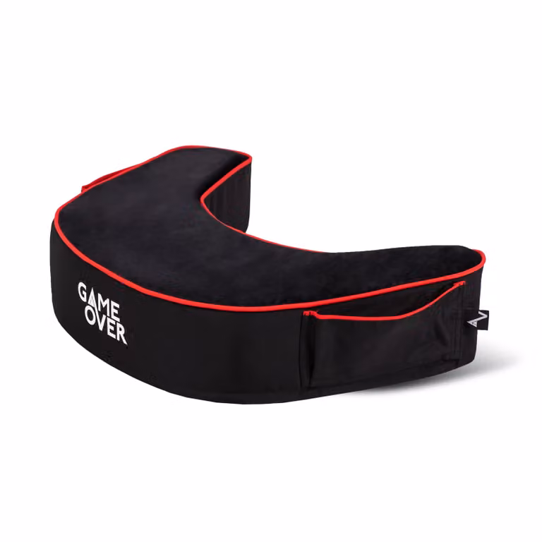 Game Over Store Fire Rune Classic 8-Bit Ergonomic U-Shaped Gaming Support Lap Cushion in Black Polyester Velours