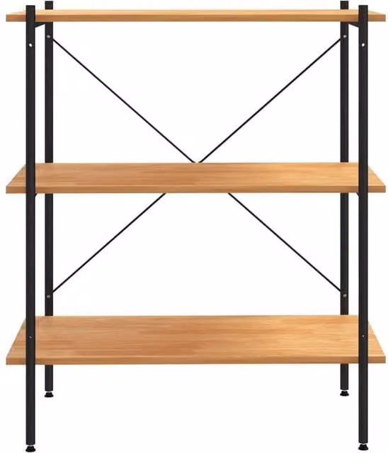 Berkfield Home Sturdy 3-Tier Industrial Shelving Unit, Black and Oak, W/D/H: 80 x 40 x 92 cm