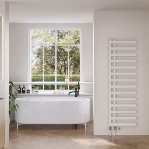 UK Radiators Elyan White Elliptical Tube Designer Heated Towel Rail, H: 159.2 cm, W: 50 cm – 2