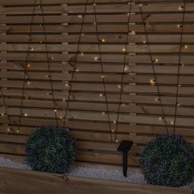 Samuel Alexander 12m Solar Powered Outdoor Garden String Lights with 200 Warm White LEDs