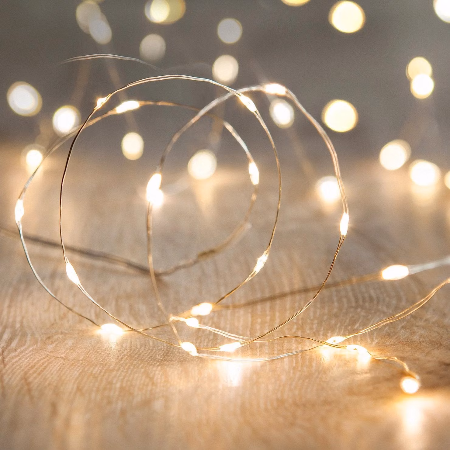 Lights4fun 50 Warm White LED Micro Fairy USB String Lights in Silver