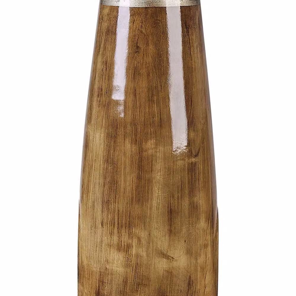 Wyld and Coco Decorative Ceramic Terracotta Vase in Dark Brown with Distressed Silver – 2