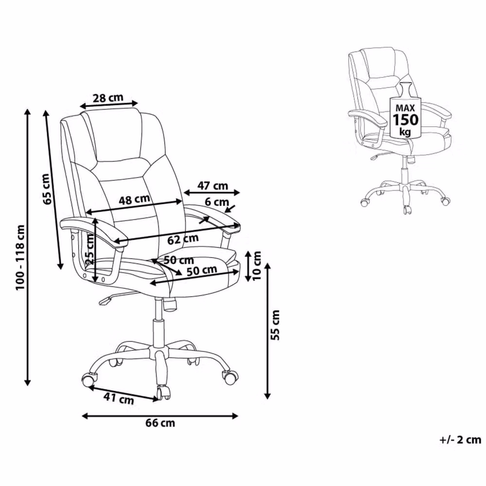 Wyld Haus Black Faux Leather Executive Office Chair with Swivel, Tilt and Armrests – 3
