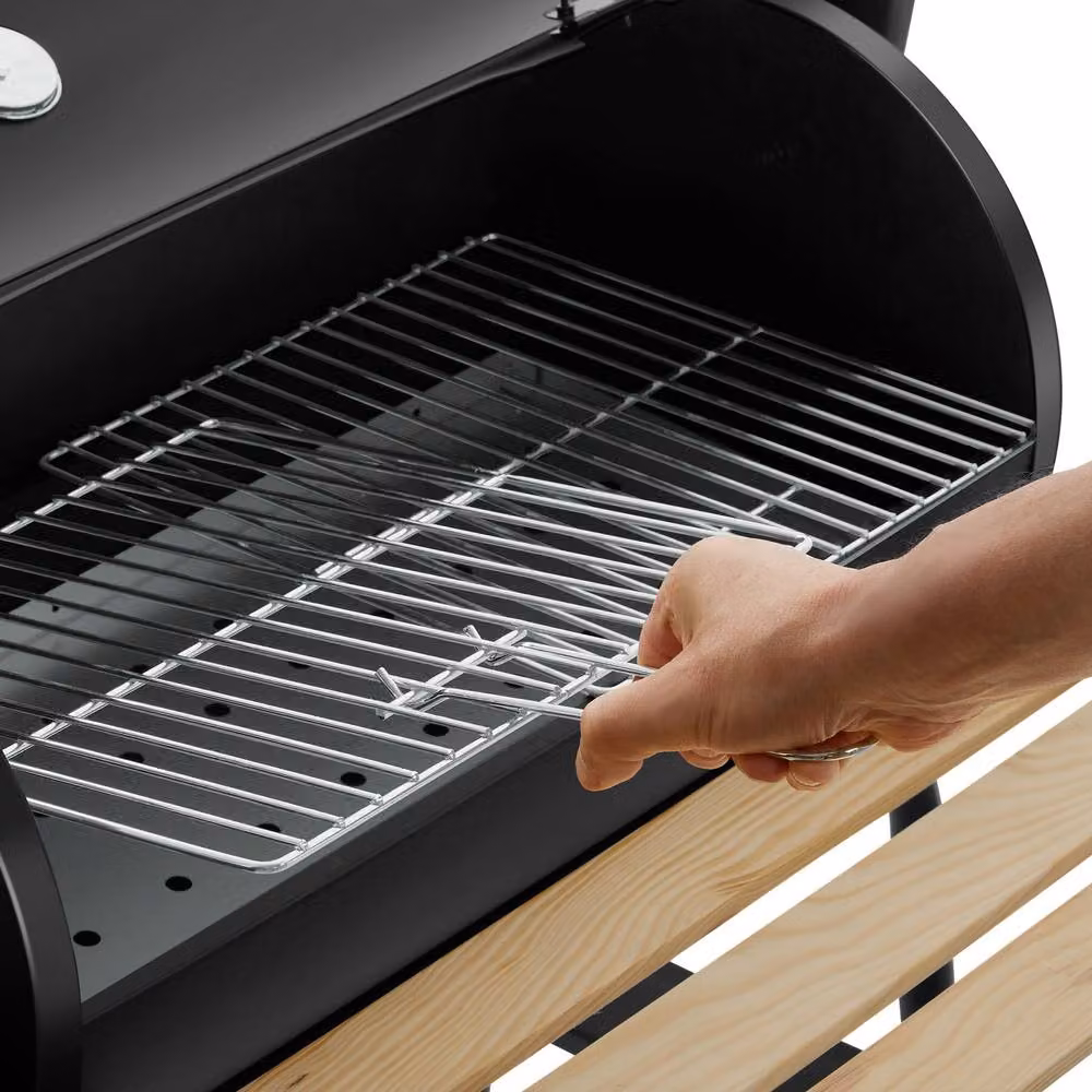 tectake 2-in-1 Charcoal Grill Smoker with Thermometer and 2 Chambers, Black, W/D/H: 116.0 x 110.0 cm – 10