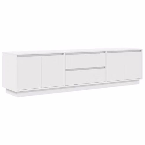 vidaXL Modern White TV Cabinet with LED Lights, W: 193.5 cm, D: 41 cm, H: 50 cm