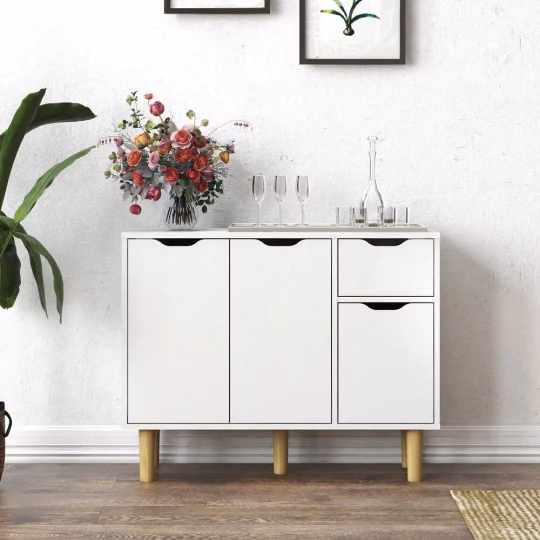 EONLION White Wooden Sideboard Storage Cabinet W/D/H: 90 x 30 x 71 cm – 3