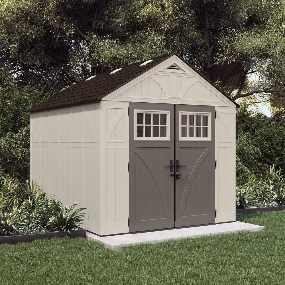 Suncast Grey Garden Shed with Floor and Shelving, W: 255 cm, H: 262 cm – 2