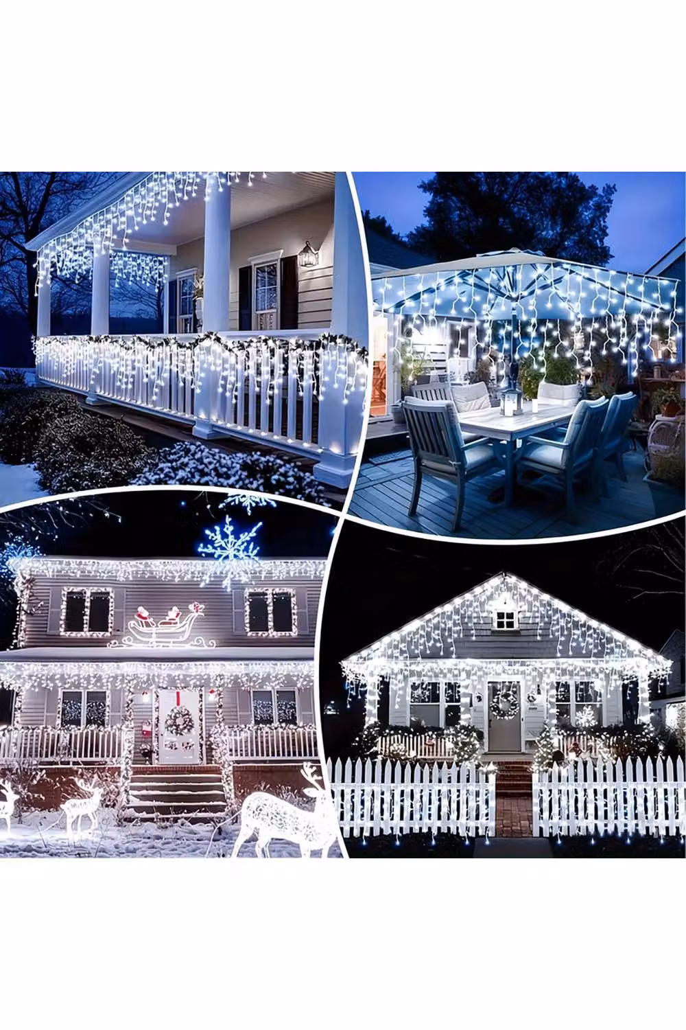 Living and Home 30m Solar-Powered White LED Icicle String Lights with Remote Control and Dusk Sensor – 4