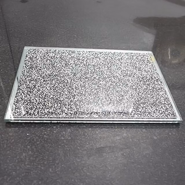 DEENZ Worktop Saver Black and Silver Crushed Jewel Crystal Diamante Flat Float Glass