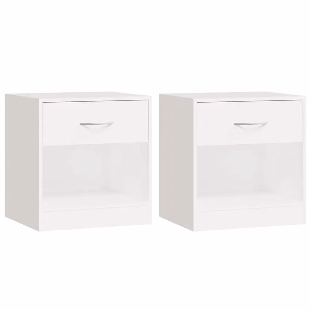 Berkfield Home Set of 2 Modern White Nightstands with Drawer