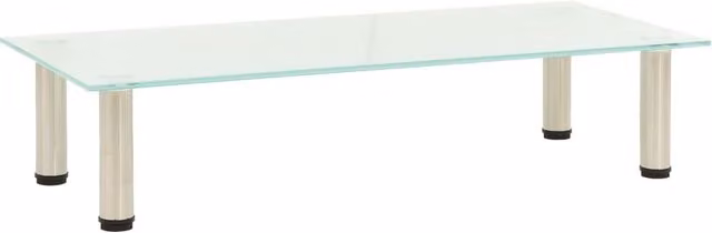 Berkfield Home Modern TV Stand in Clear Tempered Glass with Metal Frame, W/D/H: 80 x 35 x 17 cm