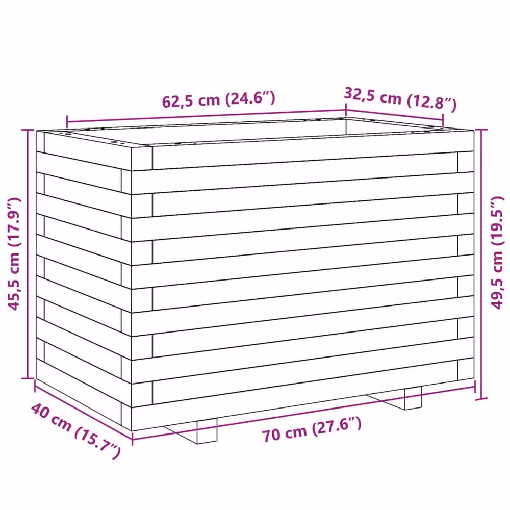 Berkfield Home Decorative Garden Planter in Sand Wood, W/D/H: 70 x 40 x 49.5 cm – 3