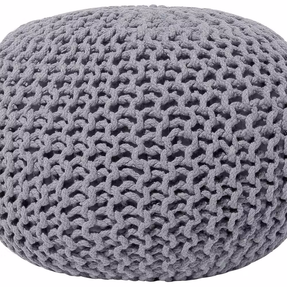 Wyld and Coco Grey Knitted Cotton Pouf, W/D/H: 50 x 35 x 35 cm – 2
