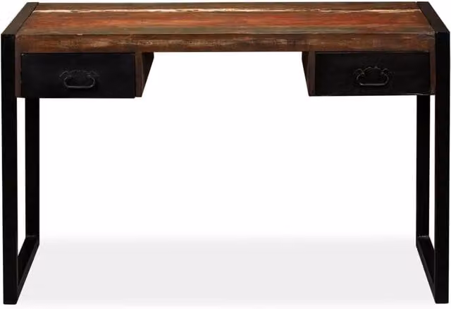 Berkfield Home Writing Desk with 2 Drawers in Multicolour Solid Wood, W/D/H: 120 x 50 x 76 cm – 1