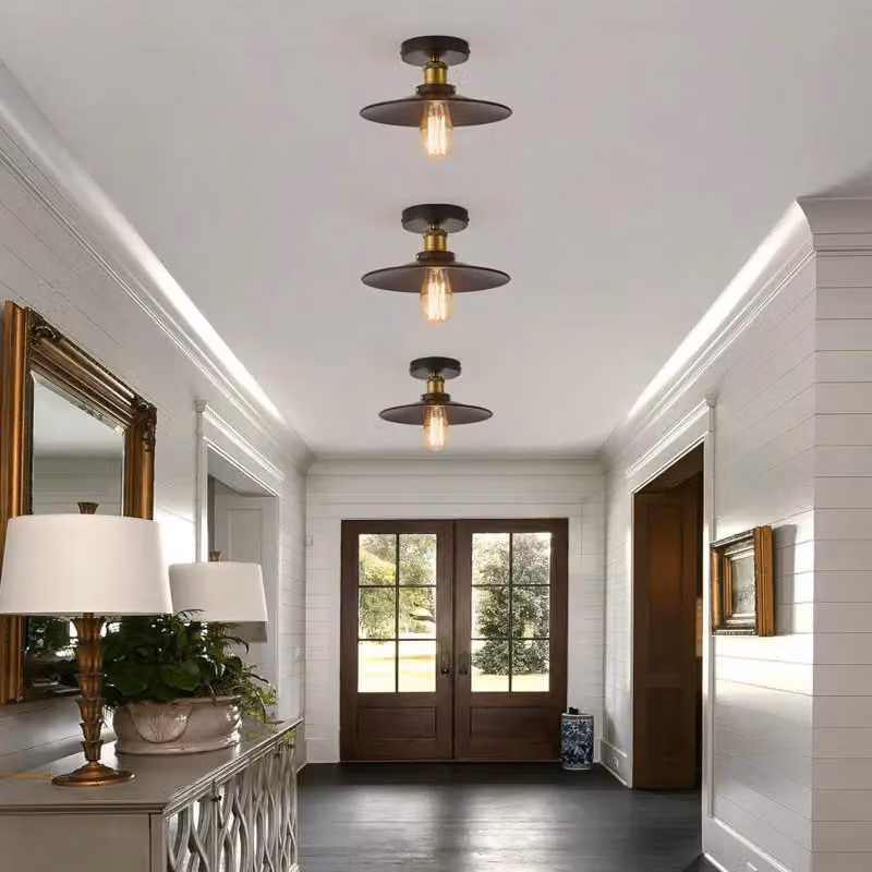 Garwarm Set of 2 Industrial Black Aluminium Flush Mount Ceiling Lights, Diameter: 26 cm – 4