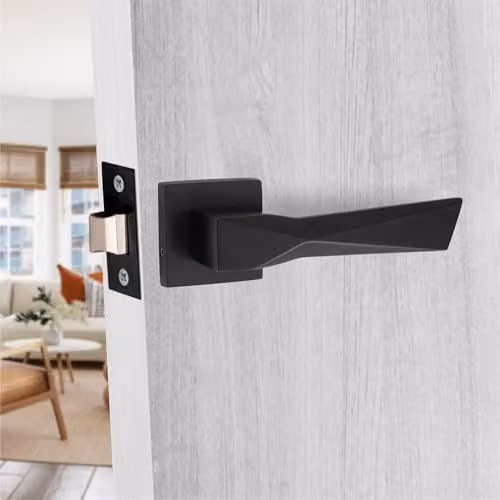 Golden Grace Aura Door Handles with Hinges and Latch in Matt Black – 4