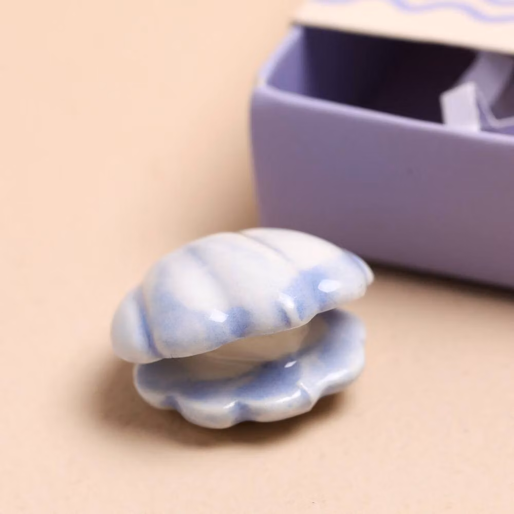 Lisa Angel Ceramic Pearl Oyster Matchbox Token in Blue – 2