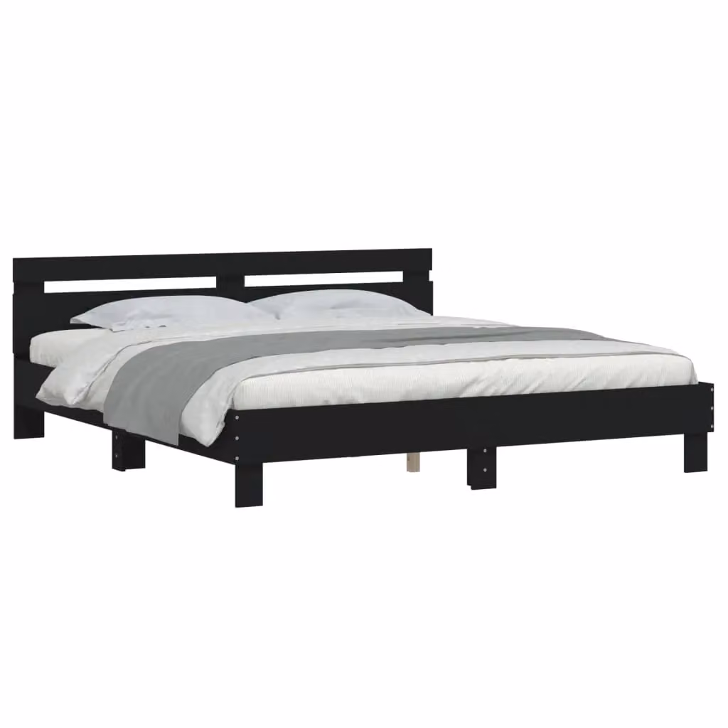 Berkfield Home Modern Black Engineered Wood Bed Frame, W/D/H: 200 x 200 cm – 2