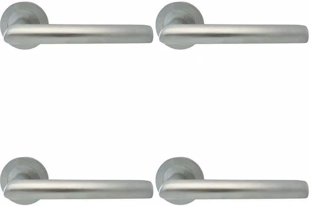 Loops 4x Pair Straight Mitred Bar Handles with Round Rose and Concealed Fixings in Satin Chrome