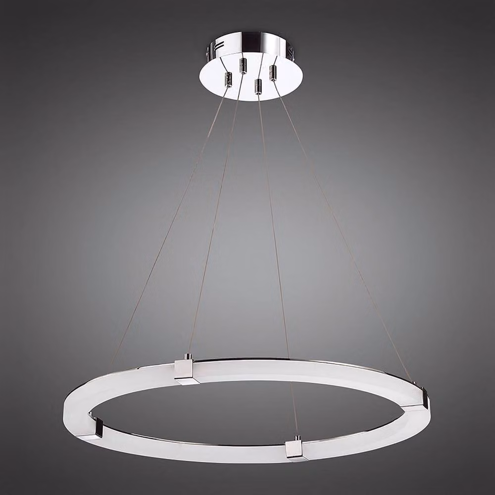 Netlighting Tacca Round LED Pendant Light, 28W, 2500lm, 3000K Warm White, Chrome and Grey Frosted Acrylic – 2