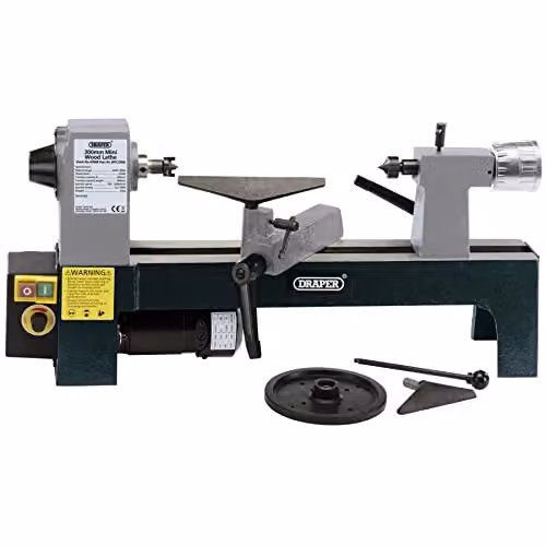 Draper 60988 300mm Mini Benchtop Woodlathe, Black – 1