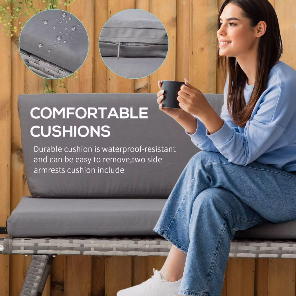 STILVORA 2 Seater Sofa with Adjustable Arms and Cushions in Grey – 6