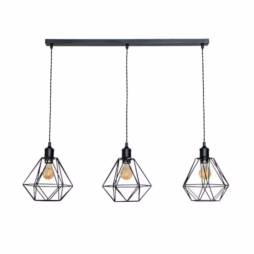 ValueLights Diablo Geometric 3 Drop Diner Bar Matte Black Ceiling Pendant Light with LED Bulbs Included