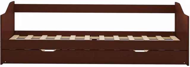 Berkfield Home Pull-out Sofa Bed Frame in Dark Brown Pinewood, W/D/H: 90 x 200 x 66 cm