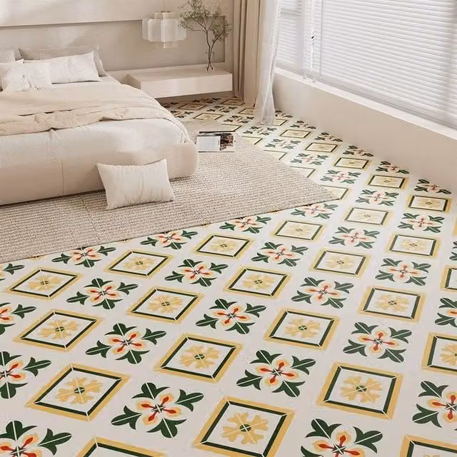 EONLION HF070467 Self-Adhesive Vinyl Floor Tiles, Orange, 10 Pack, W/D/H: 30 x 30 cm