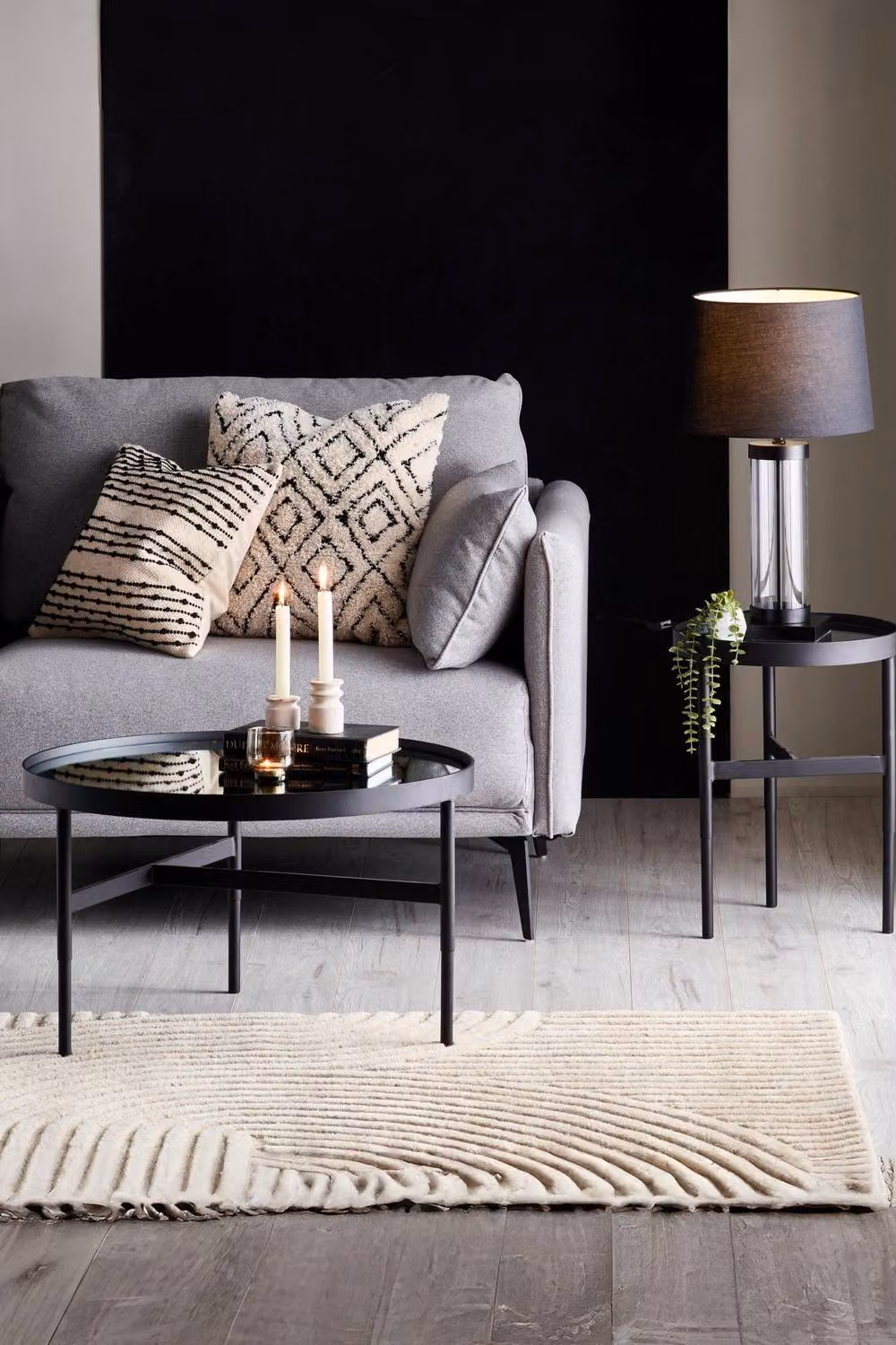 Julian Bowen Franki Round Glass Top Side Table in Black – 2