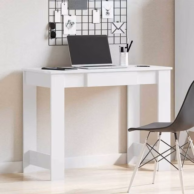 Berkfield Home White Writing Desk in Engineered Wood, W/D/H: 100 x 45 x 75 cm – 1