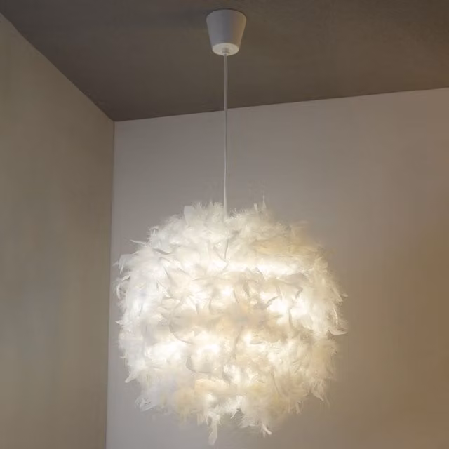 CGC Lighting Rio White Feather Round Easy Fit Ceiling Lampshade
