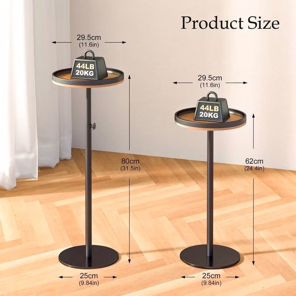 FORGEVIO Marble Pedestal Small Round Martini Drink Side Table, Height Adjustable, Black and Multicolour