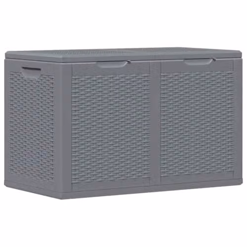 vidaXL Grey Rattan Plastic Garden Storage Box 180 L