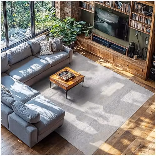 tectake Vintage Abstract Rug in Beige, Black and Grey, Washable and Non-Slip, W/D: 240 x 340 cm