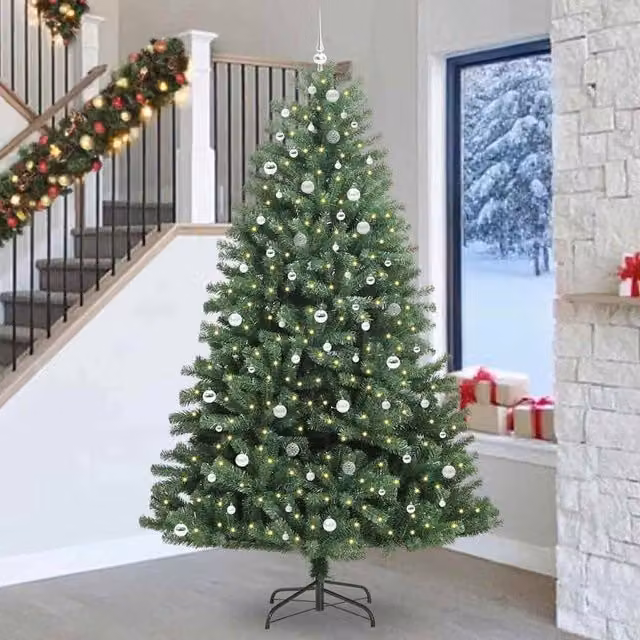 Berkfield Home Artificial Hinged Christmas Tree in Green, Height: 270 cm – 1