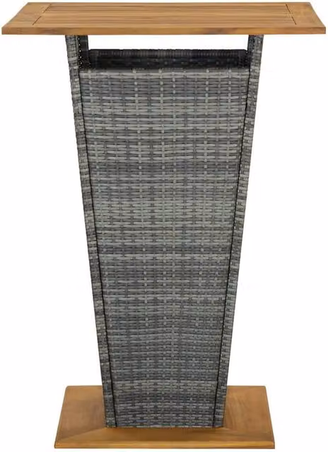 Berkfield Grey Poly Rattan and Solid Acacia Wood Home Bar Table, W/D/H: 80 x 80 x 110 cm – 1