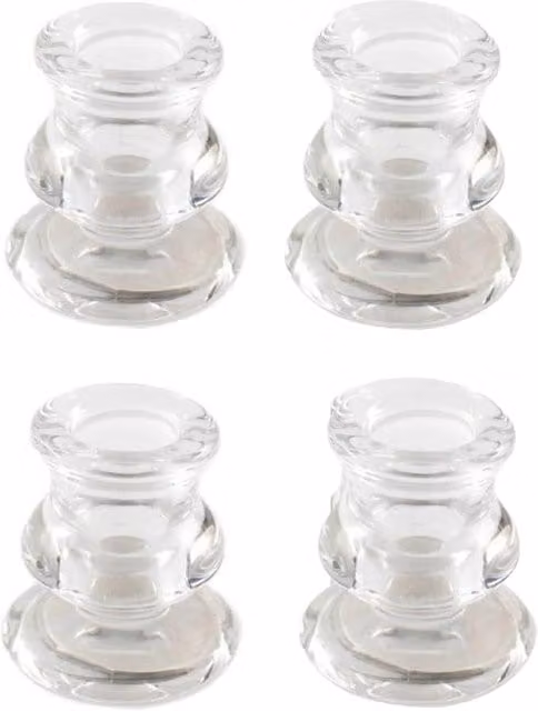Marco Paul Pack of 4 Clear Glass Taper Candle Stick Holders for Table Centrepieces