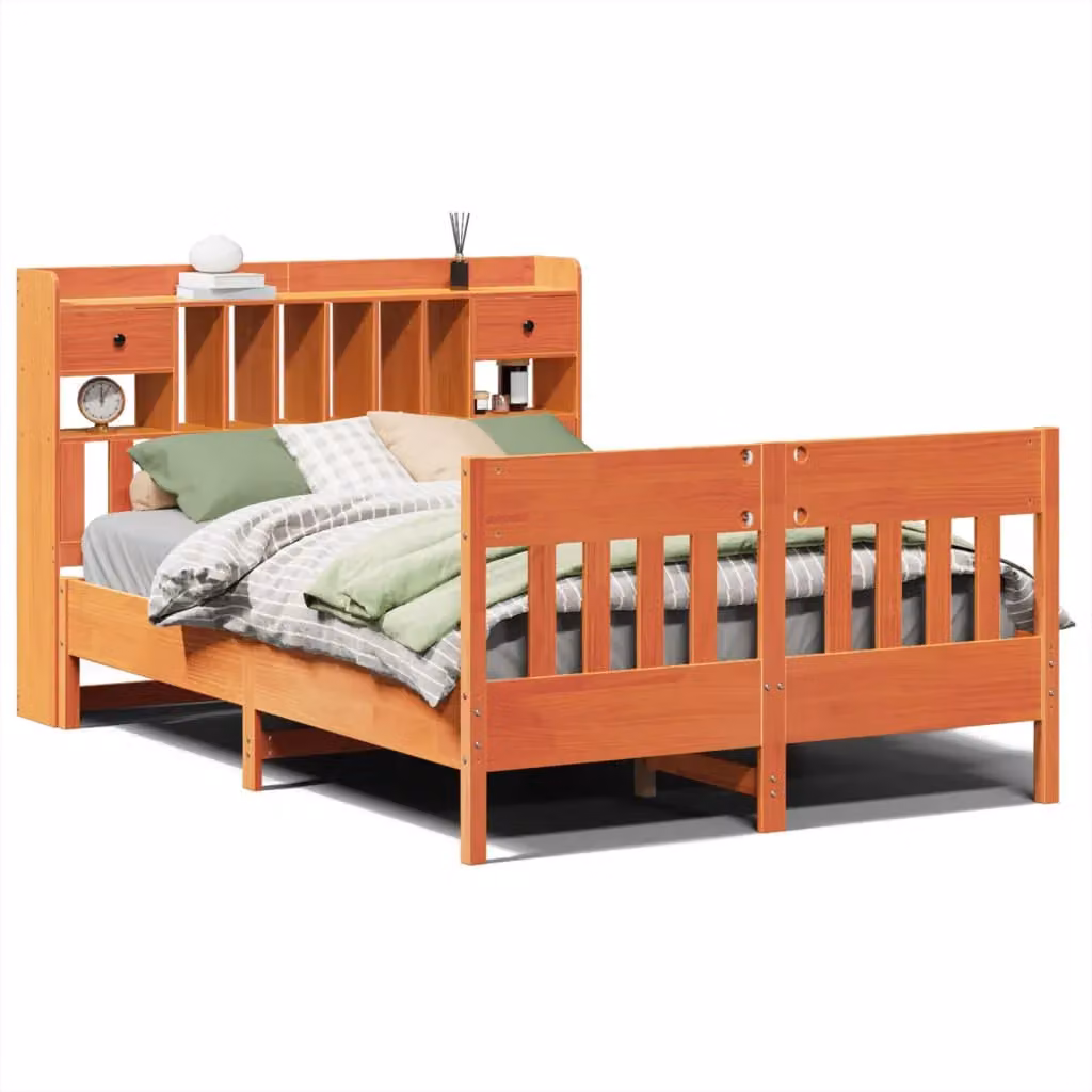 Berkfield Home Wax Brown Solid Pine Bed Frame with Drawers, W/D/H: 160 x 200 cm – 2