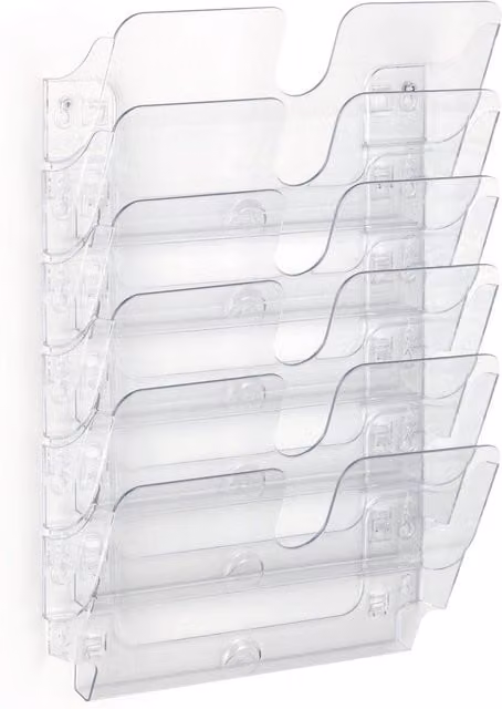 Durable Flexiplus 6 Wall Mounted Literature Tray, A4 Landscape, Clear, W: 52.0 cm, H: 34.0 cm, D: 10.0 cm – 1