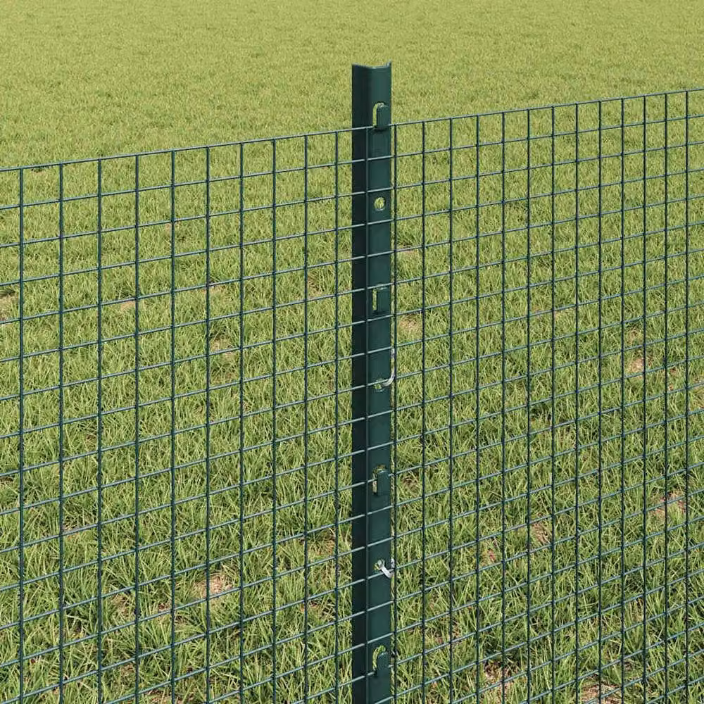 Berkfield Home Green Steel Welded Wire Fence with 11 U-Profile In-Ground Posts, W: 25 m, H: 0.6 m – 3