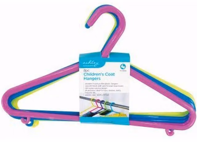 Ashley Multicolour Plastic Space Saving Childrens Hangers, Pack of 8