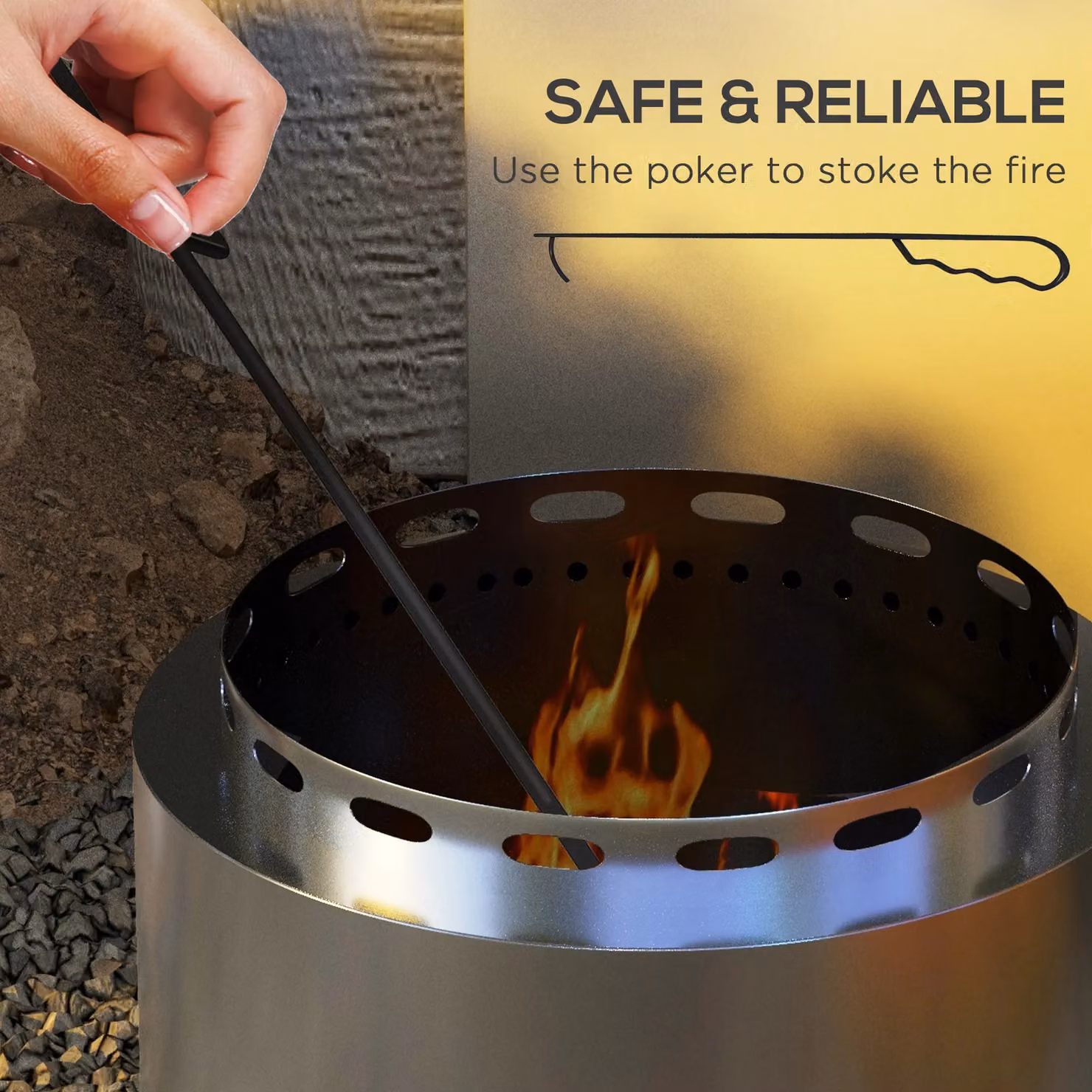 OUTSUNNY Silver Smokeless Wood Burning Firepit and Fire Bowl, Diameter: 48.5 cm – 3
