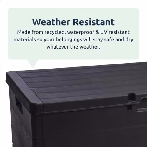Idooka Large Grey Garden Storage Box with Lid, 340L Lockable Water-Resistant Plastic Outdoor Deck Box for Cushions, Tools and Parcels – 2